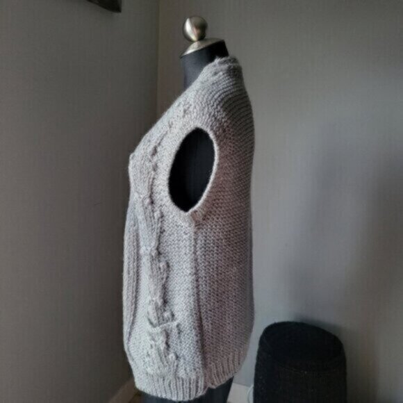 Vintage Knit Sweater Vest Sz S Grey - Picture 8 of 10
